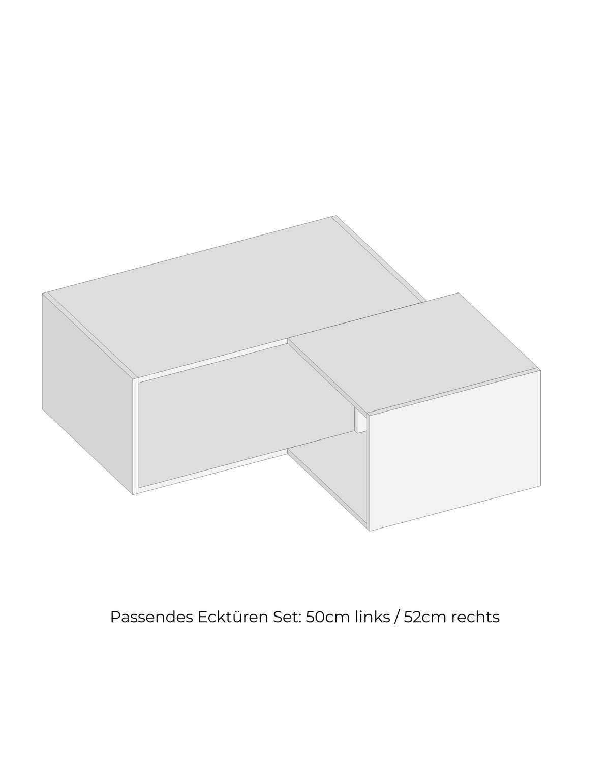 Select Living PAX Eck-Aufsatzschrank Korpus – Hauptkorpus 100 cm breit x 58 cm tief, Anbauelement 58 cm tief, Ausrichtung rechts