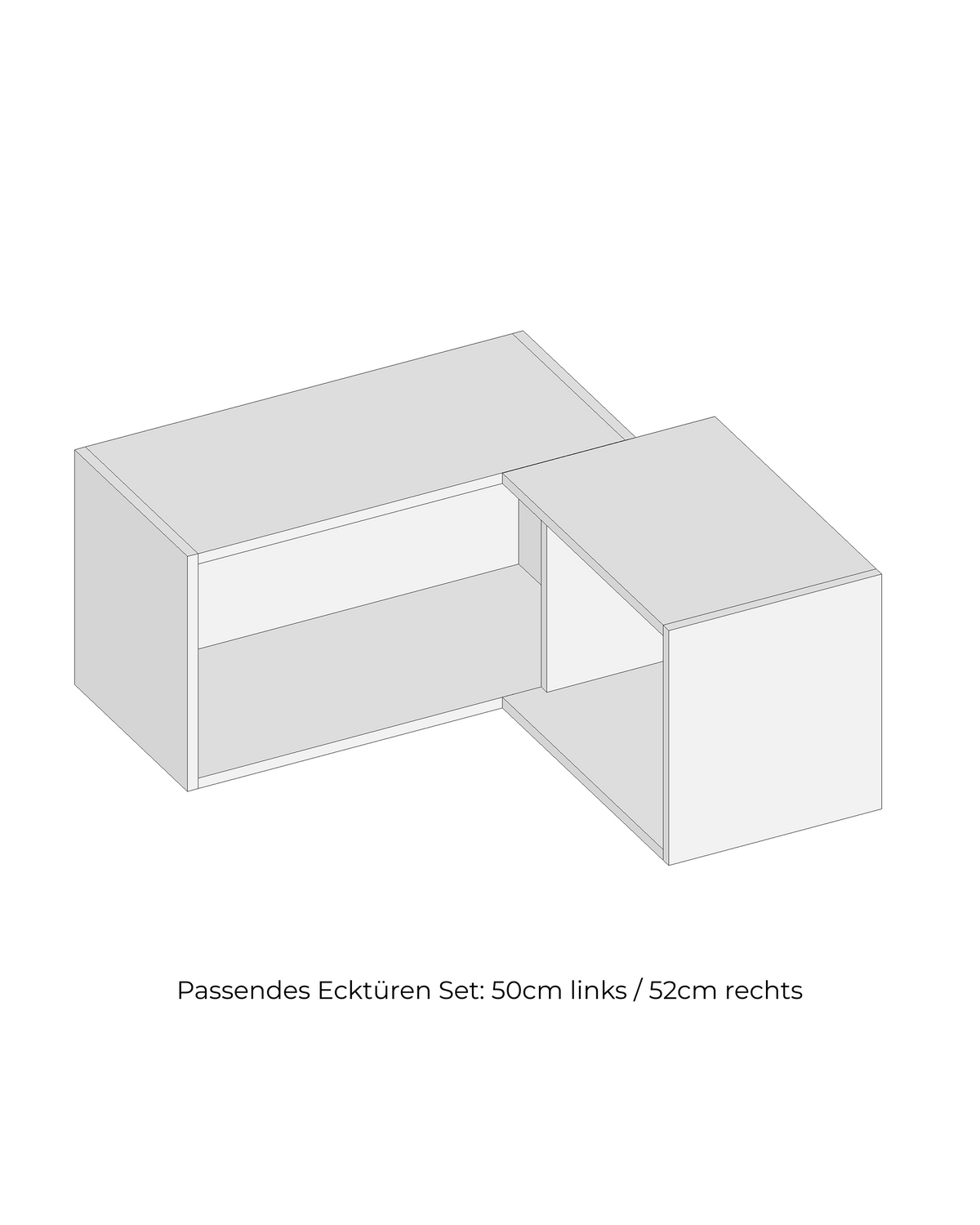 Select Living PAX Eck-Aufsatzschrank Korpus – Hauptkorpus 75 cm breit x 35 cm tief, Anbauelement 35 cm tief, Ausrichtung rechts