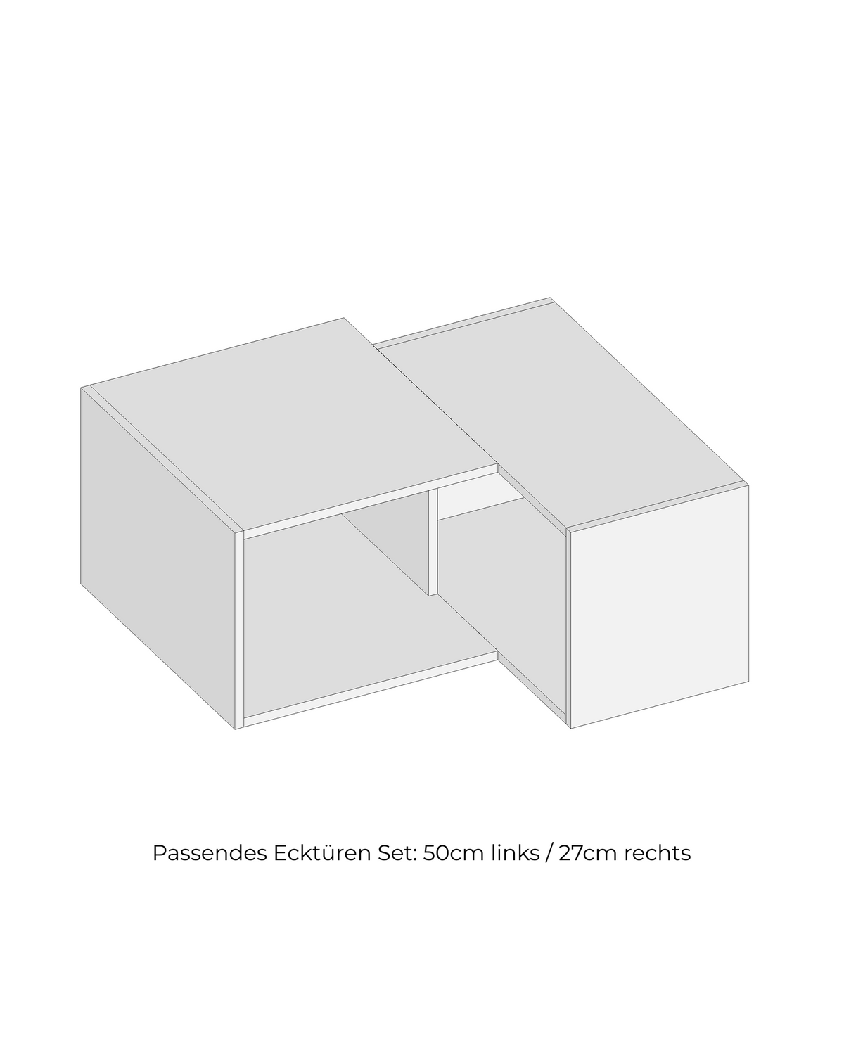 Select Living PAX Eck-Aufsatzschrank Korpus – Hauptkorpus 75 cm breit x 35 cm tief, Anbauelement 58 cm tief, Ausrichtung links