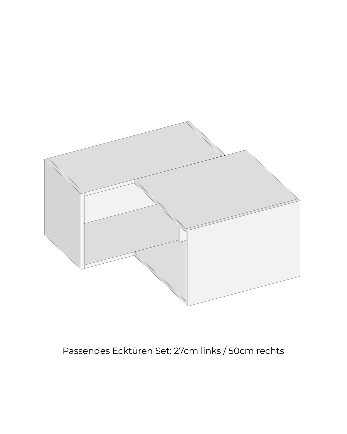 Select Living PAX Eck-Aufsatzschrank Korpus – Hauptkorpus 75 cm breit x 35 cm tief, Anbauelement 58 cm tief, Ausrichtung rechts