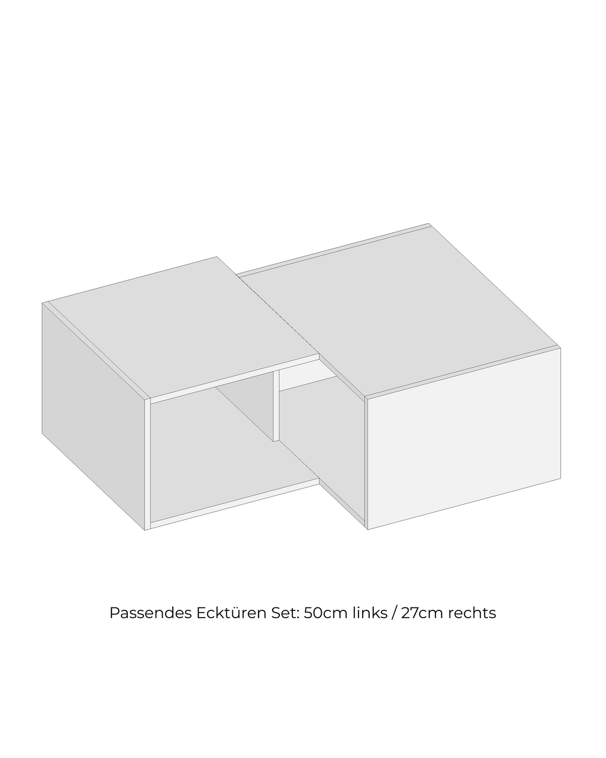 Select Living PAX Eck-Aufsatzschrank Korpus – Hauptkorpus 75 cm breit x 58 cm tief, Anbauelement 58 cm tief, Ausrichtung links
