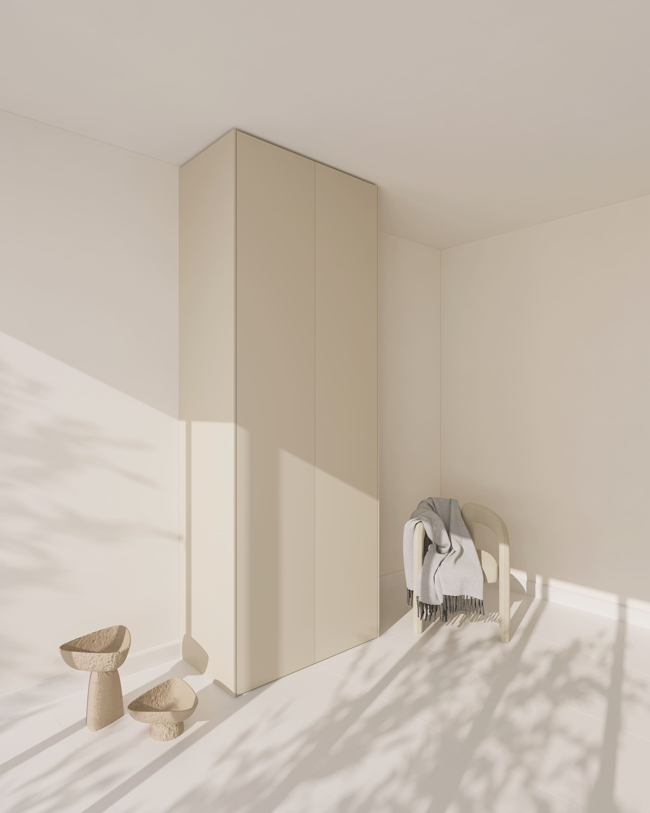 Matte beigefarbene PAX Außenseite in Aurora Pure Optik für einen Kleiderschrank.