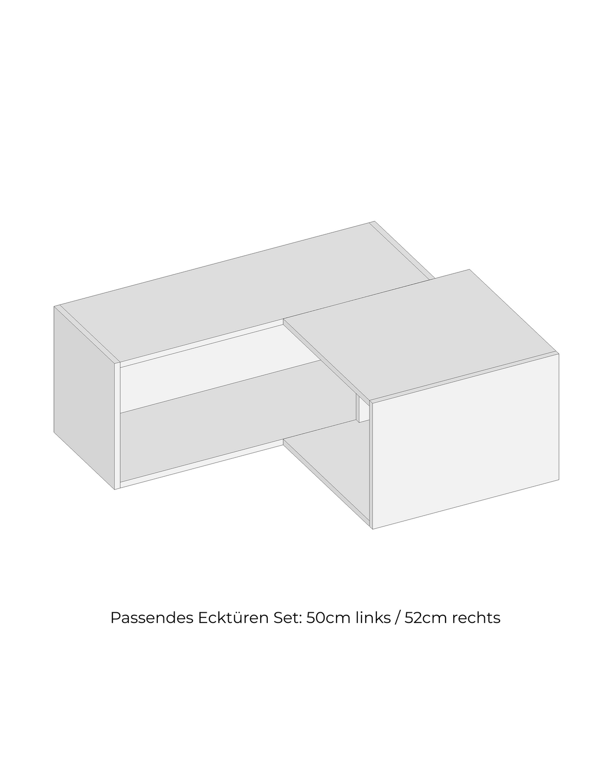 Select Living PAX Eck-Aufsatzschrank Korpus – Hauptkorpus 100 cm breit x 35 cm tief, Anbauelement 58 cm tief, Ausrichtung rechts