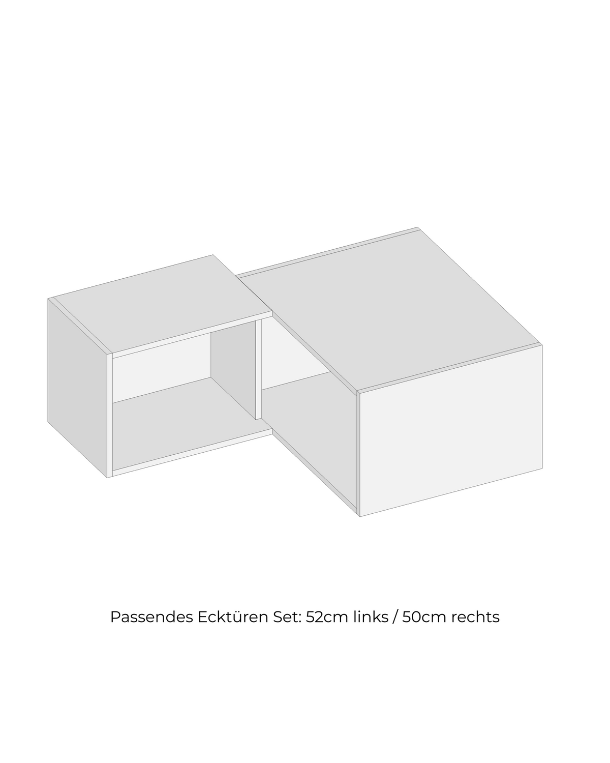 Select Living PAX Eck-Aufsatzschrank Korpus – Hauptkorpus 75 cm breit x 58 cm tief, Anbauelement 35 cm tief, Ausrichtung links