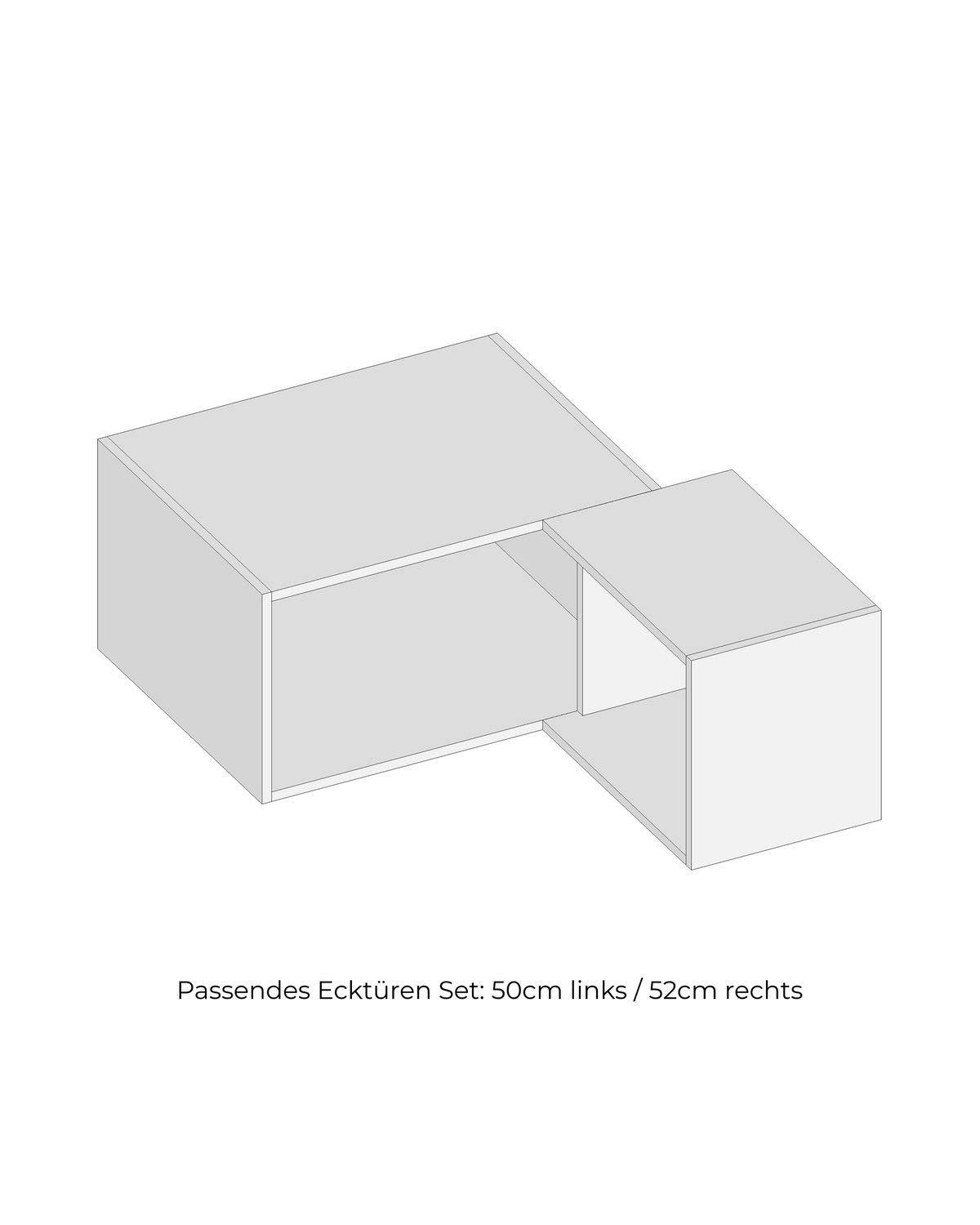 Select Living PAX Eck-Aufsatzschrank Korpus – Hauptkorpus 75 cm breit x 58 cm tief, Anbauelement 35 cm tief, Ausrichtung rechts
