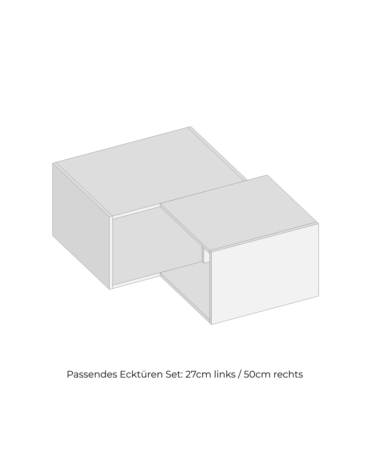 Select Living PAX Eck-Aufsatzschrank Korpus – Hauptkorpus 75 cm breit x 58 cm tief, Anbauelement 58 cm tief, Ausrichtung rechts